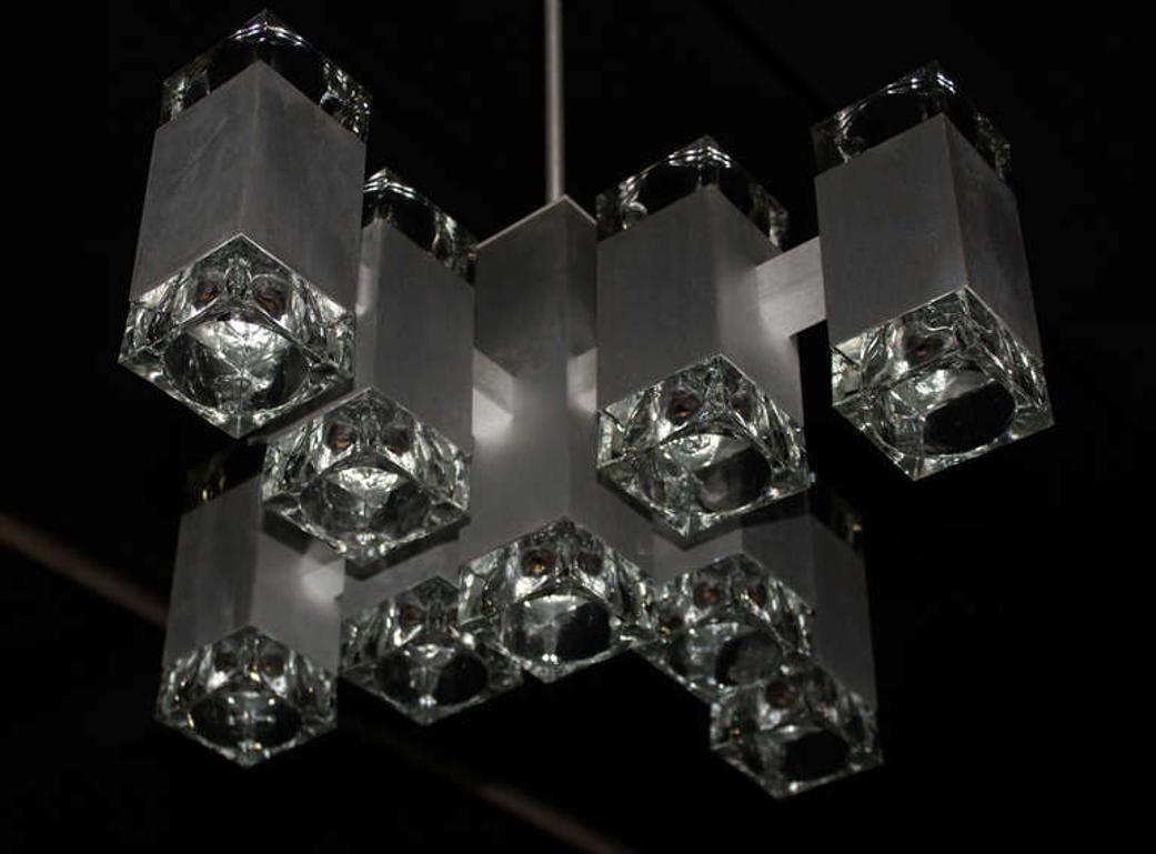EstablishedLines Gaetano Sciolari Mid-Century Modern Seventeen Light Ice Cube Chandelier MINT!