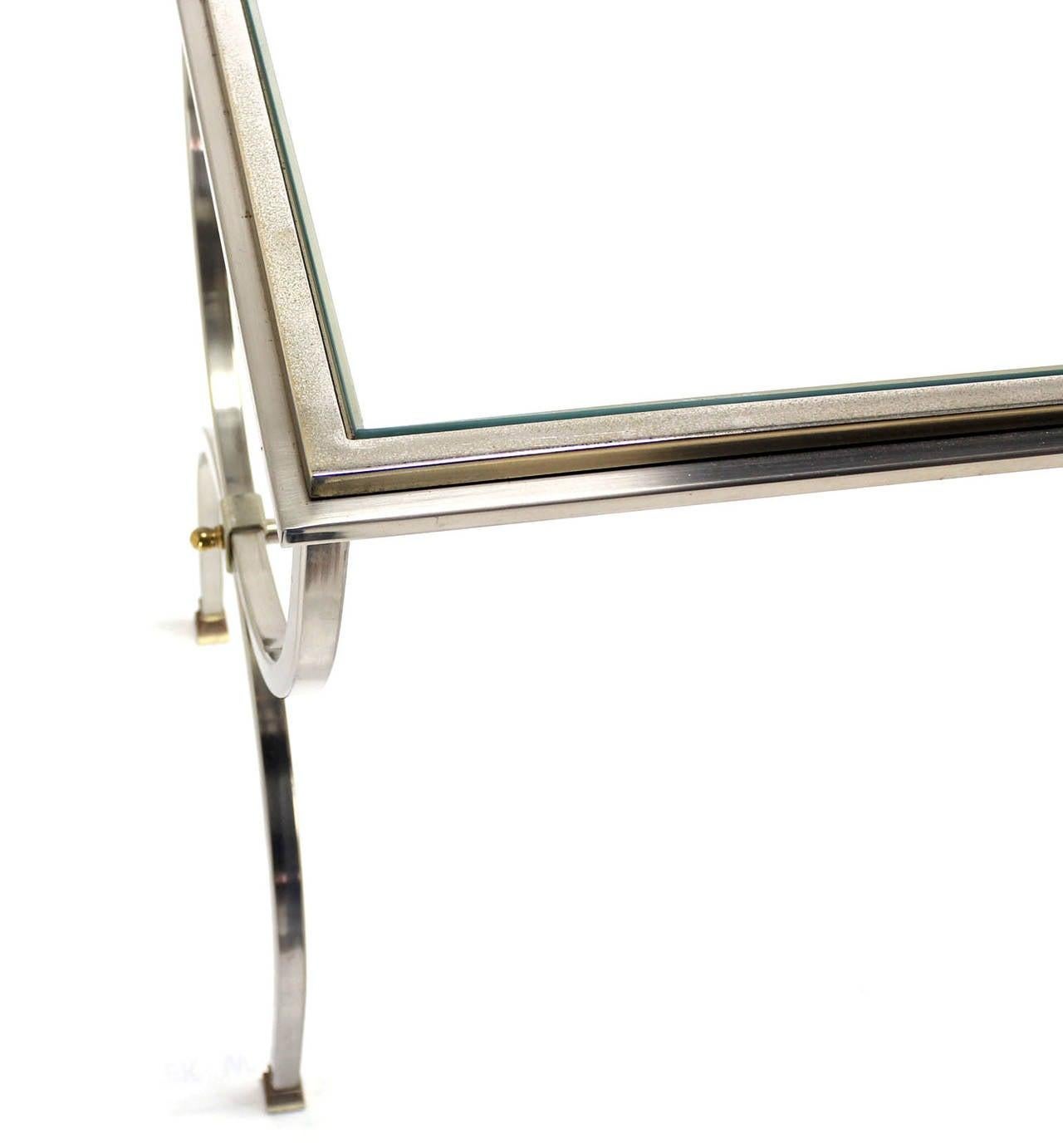 EstablishedLines Chrome Brass U Shape Base Glass Top Long Rectangle Console Sofa Table MINT!