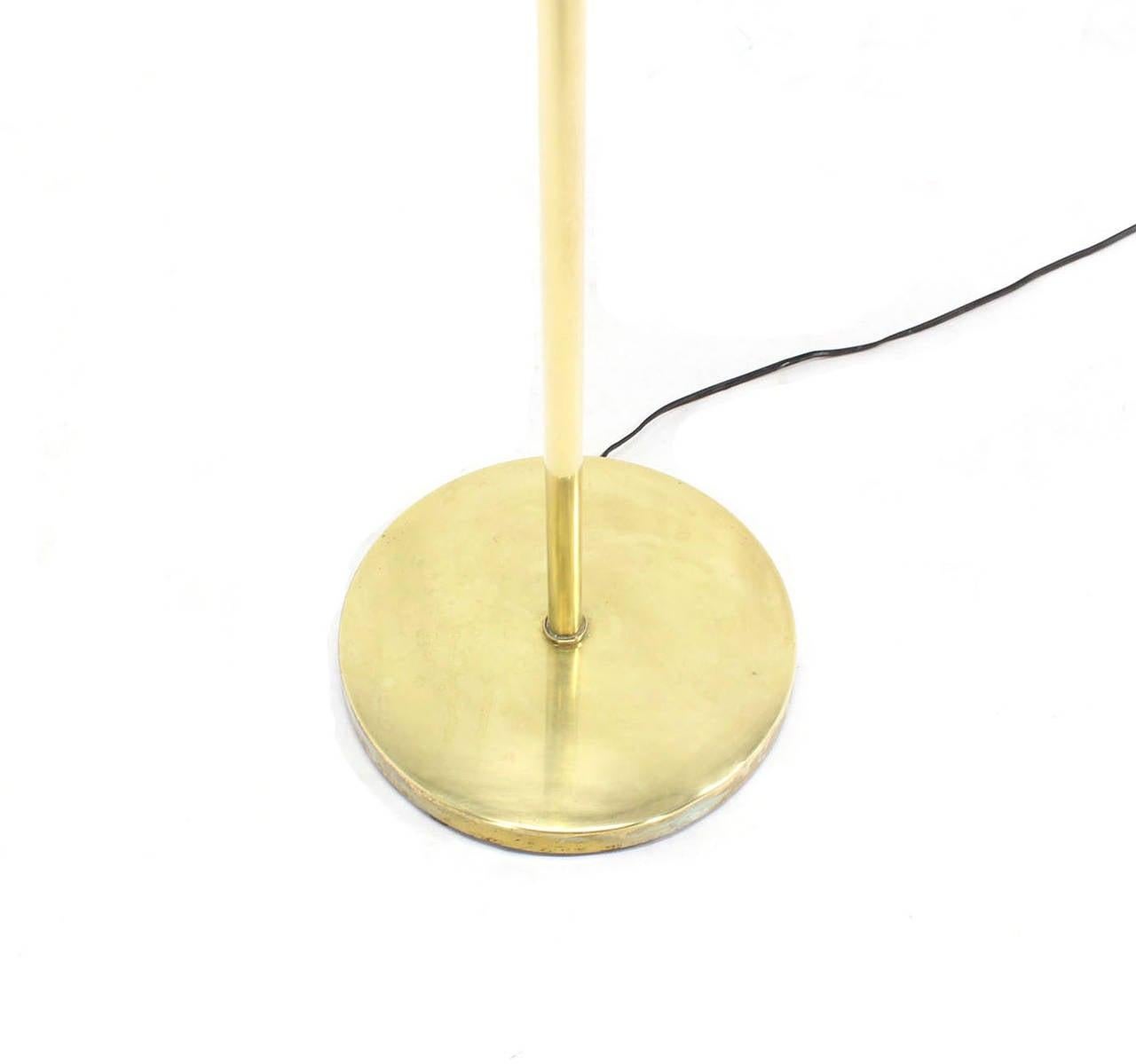 Midcentury Brass Base Tripple Floor Lamp Three Fully Adjustable Chrome Shades
