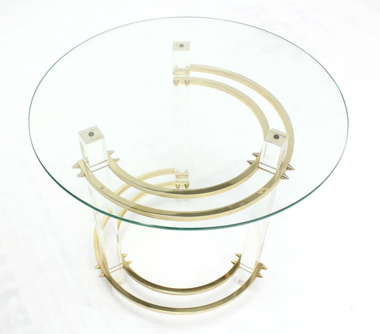 EstablishedLines Mid Century Charles Hollis Jones Round Lucite Brass Side End Lamp Table Stand