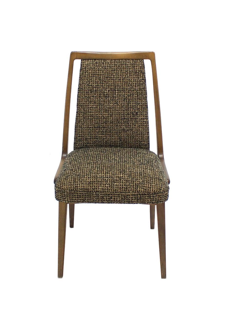 EstablishedLines Set of Four Mid-Century Modern Blond Wood Side Dining Chairs New Upholstery MINT