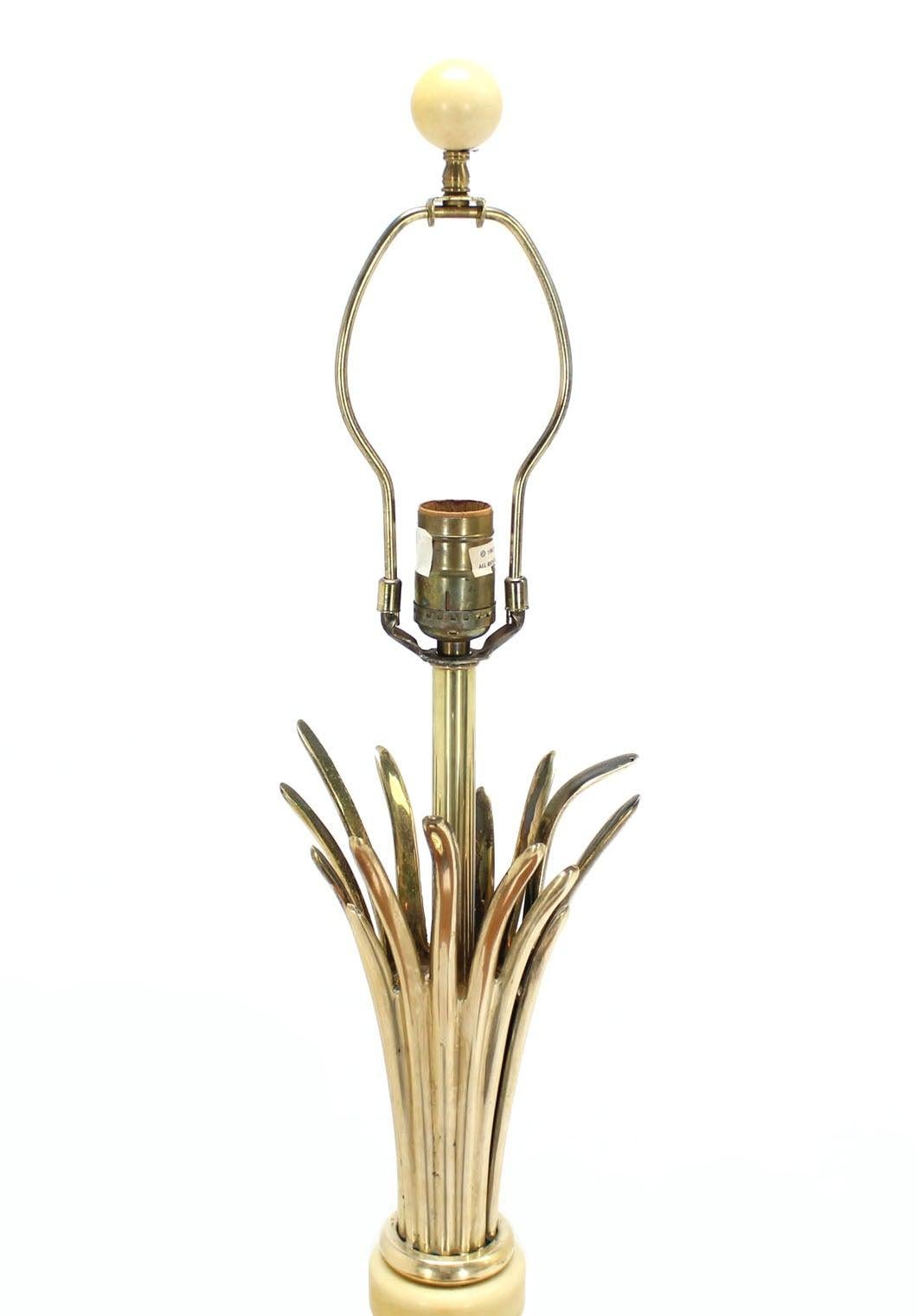 EstablishedLines Mid Century Modern Gold or Brass Wheat Sheaf Base Table Lamp by Chapman Mint