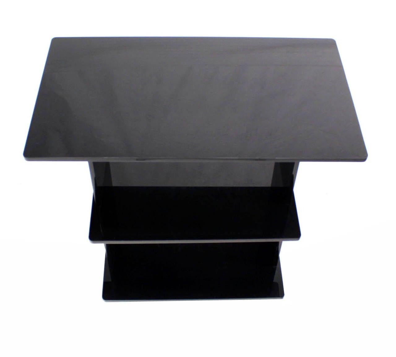 EstablishedLines Smoked Lucite Rolling 3 Level Tier Cart Serving Side End Table Stand on Wheels