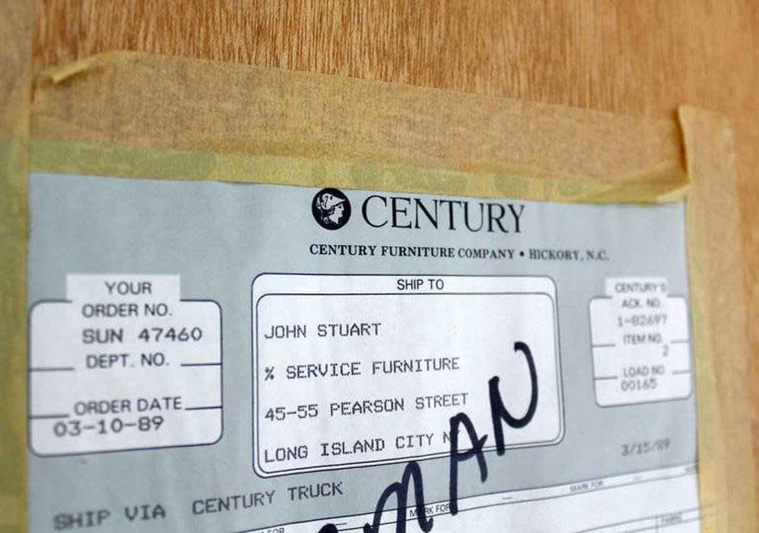 EstablishedLines Pair John Stuart White Wash Beveled Glass MidCentury Modern Tall Display Cabinet