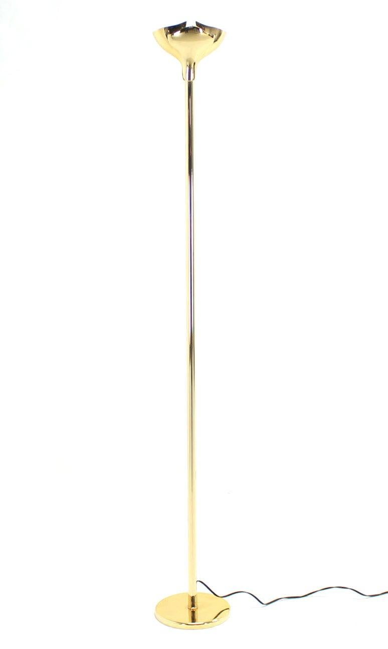 EstablishedLines Gianfranco Frattini Heavy Brass Floor Lamp Tourchere Dimmer Scallop Lotus Shade
