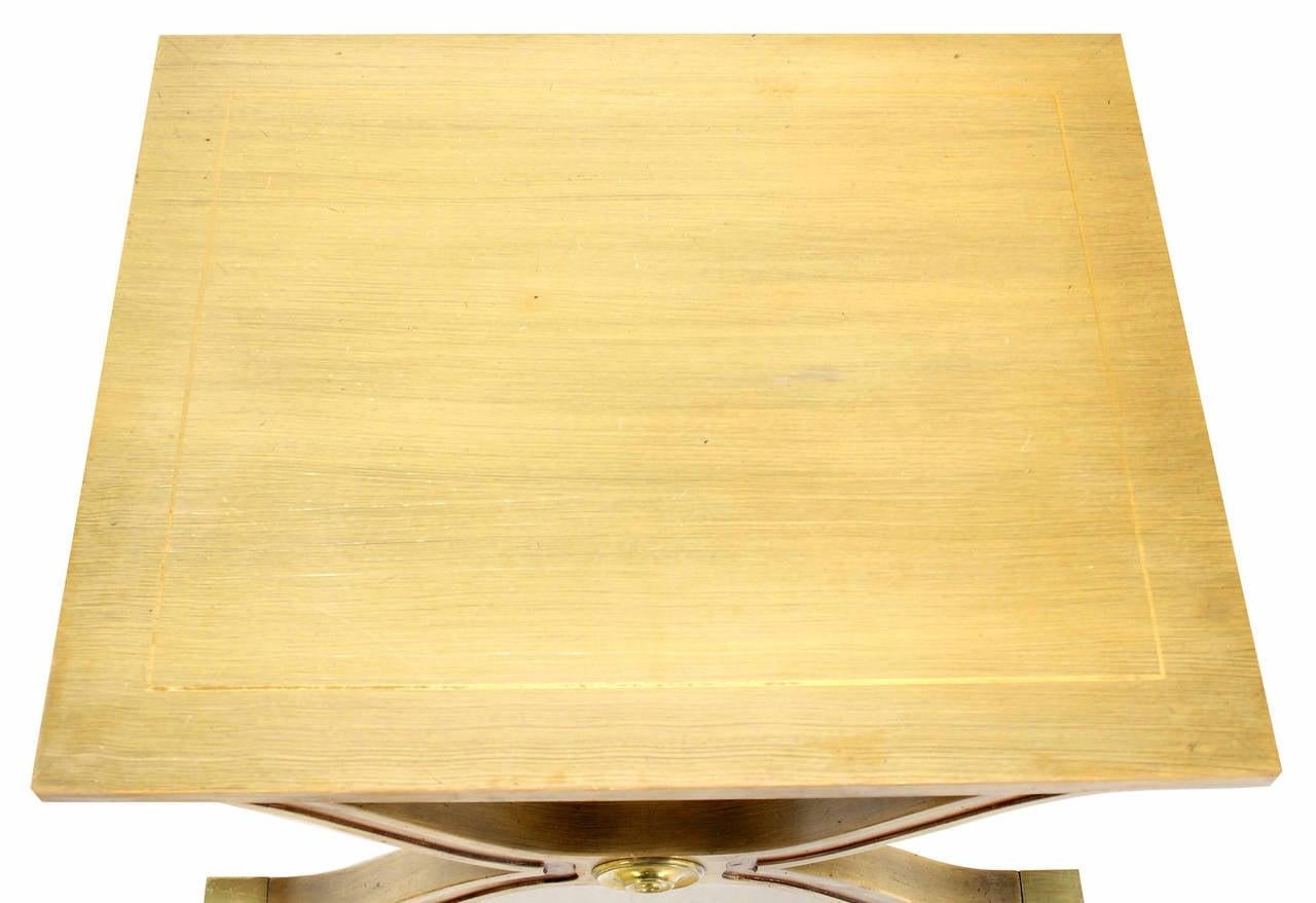 EstablishedLines Heritage Henredon Hollywood Regency Mid Century X-Base Side Table Bench Brass