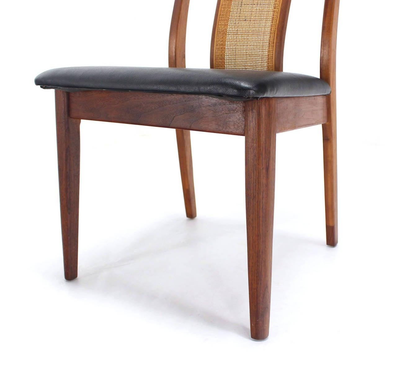 Set 4 Danish Mid-Century Modern Oiled Walnut Cane Back Side Dining Chairs MINT!