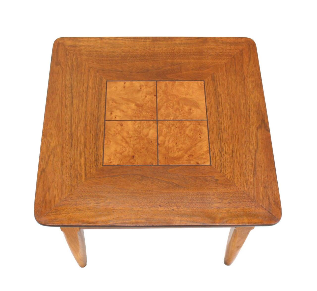 EstablishedLines Set 3 Three American Burl Walnut Square End Side Occasional Tables Stands MINT!
