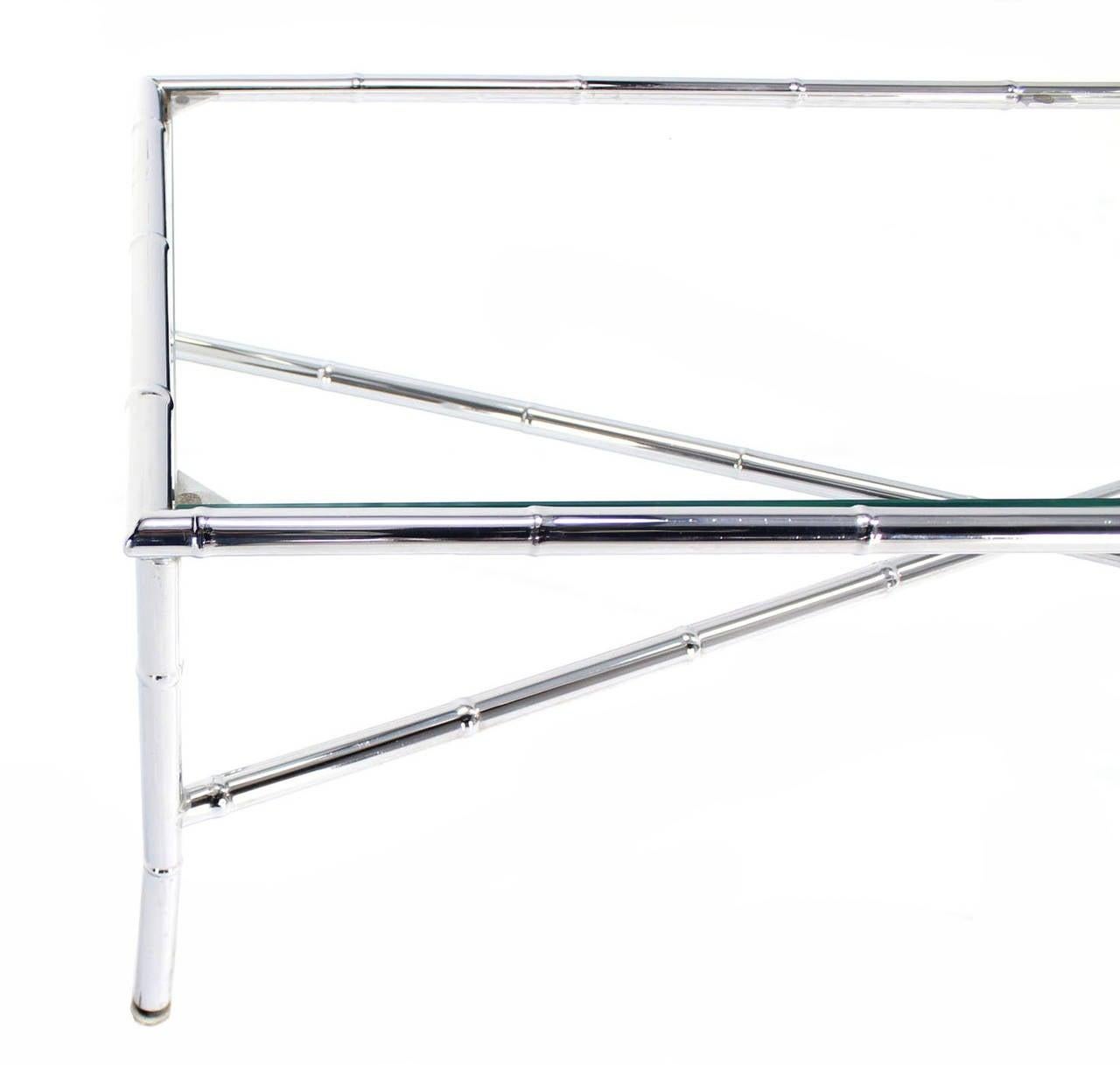 EstablishedLines Mid Century Italian Modern Faux Bamboo X-Base Long Rectangle Coffee Table MINT!
