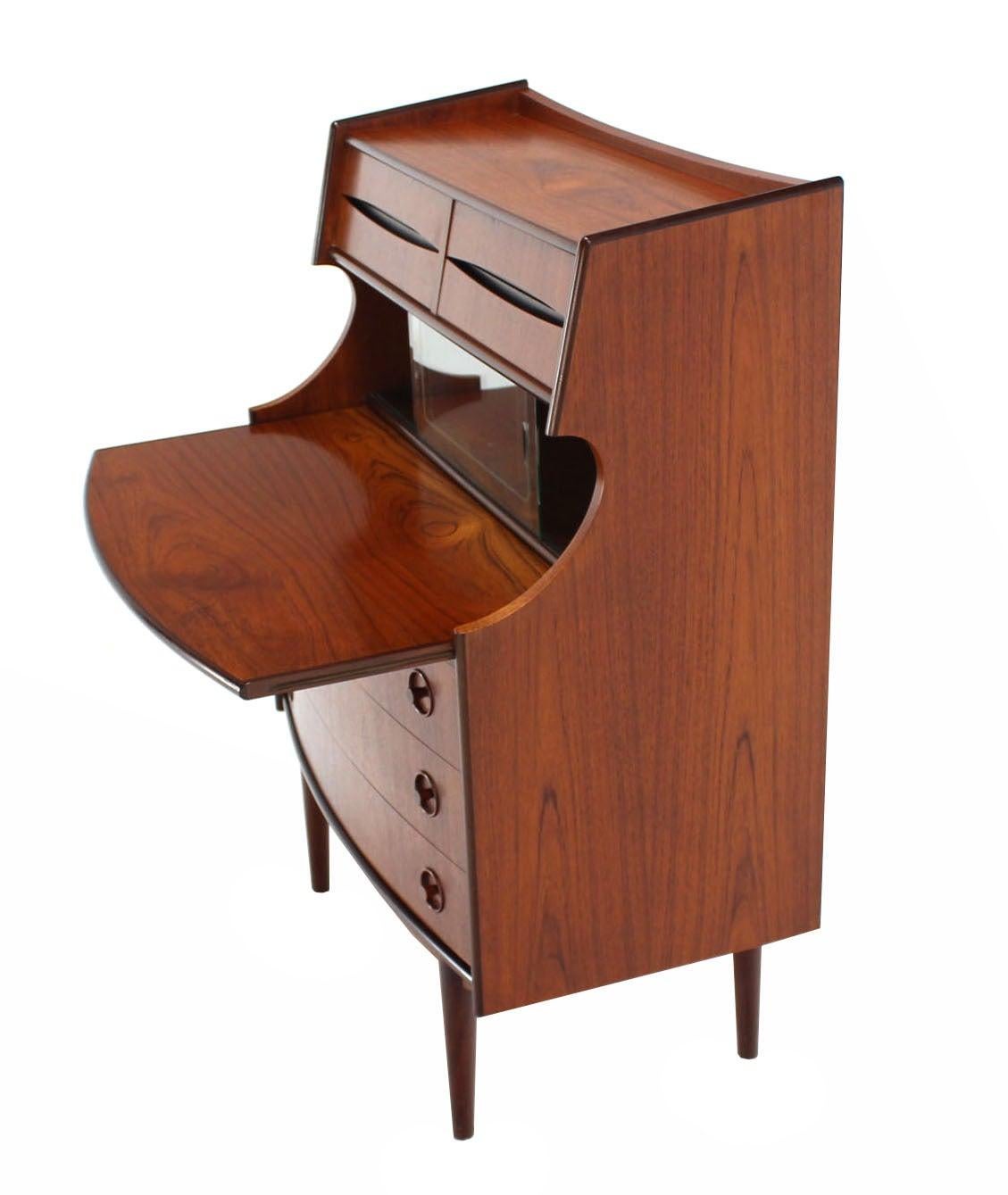 EstablishedLines Danish Teak Pull Out Desk Secretary Desk Bachelor Chest Bookcase Bow Front MINT!