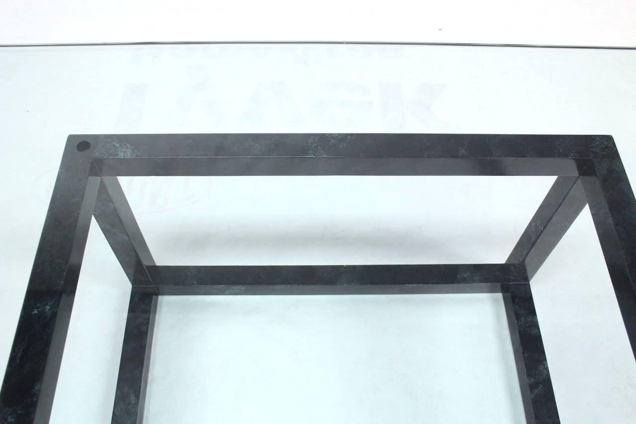 EstablishedLines Large 44" Square Mid Century Faux Finish Cube Shape Base 3/4" Glass Top Table