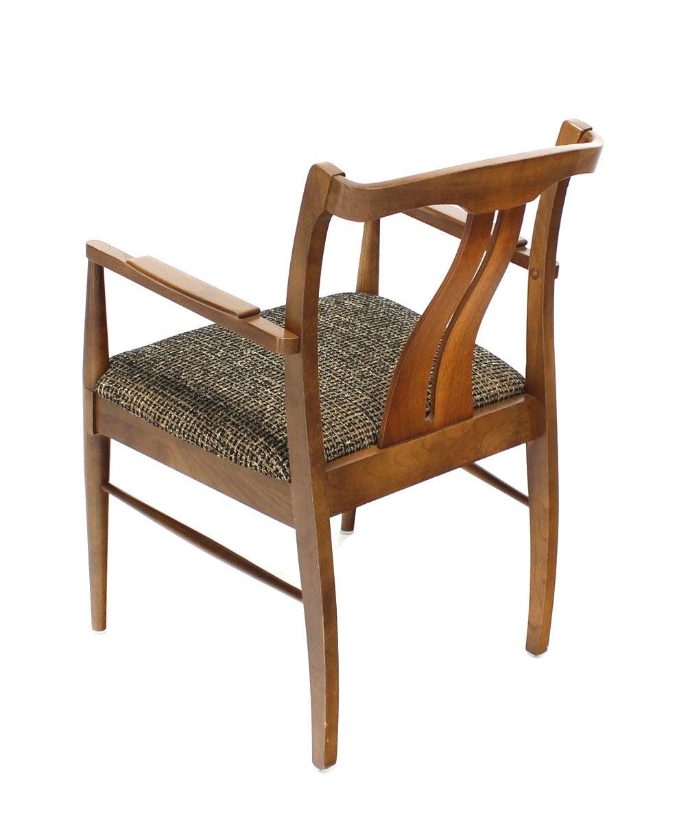 Six Mid-Century Modern Medium Light Walnut Dining Chairs New Upholstery MINT