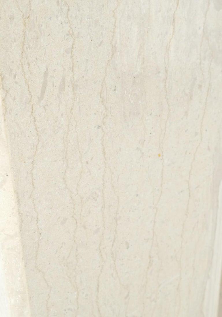Mid-Century Modern Square Beveled Tall Travertine Marble Pedestals End Tables