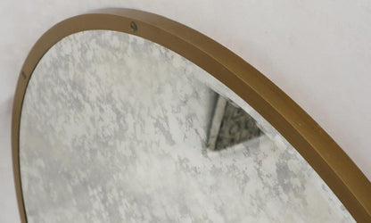 Large Round Metal Frame Wall Mirror with Screw Head Accents