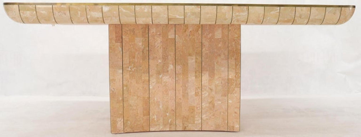 Brass & Tessellated Marble Stone Tile Top Dining Conference Tables