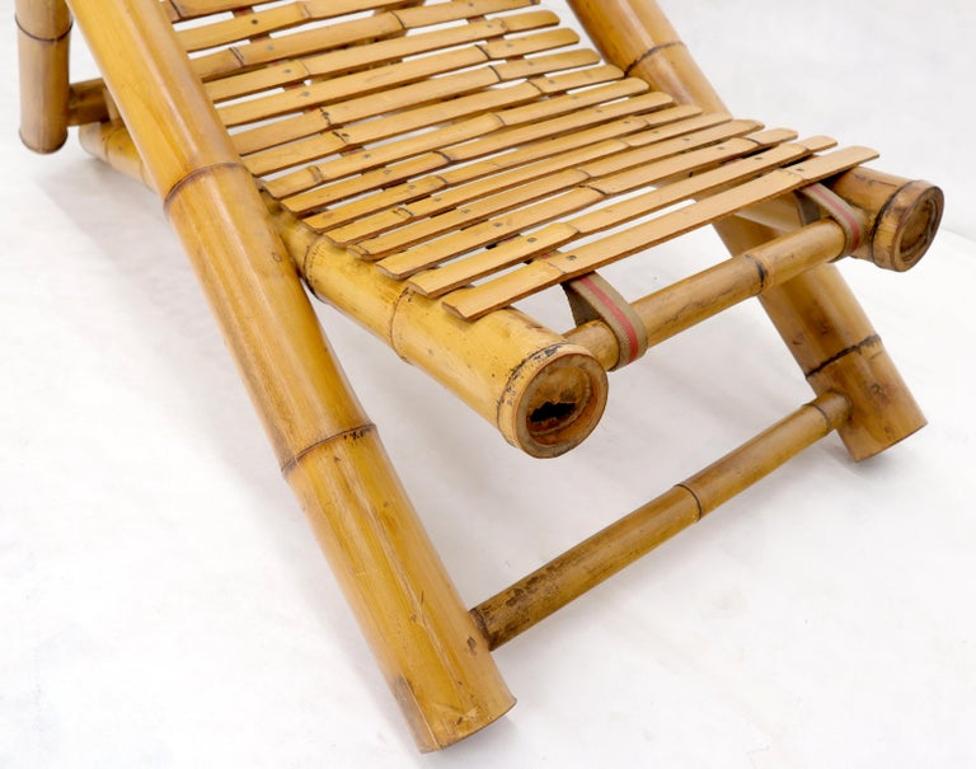 Vintage Bamboo Adjustable Sling Chaise Chair