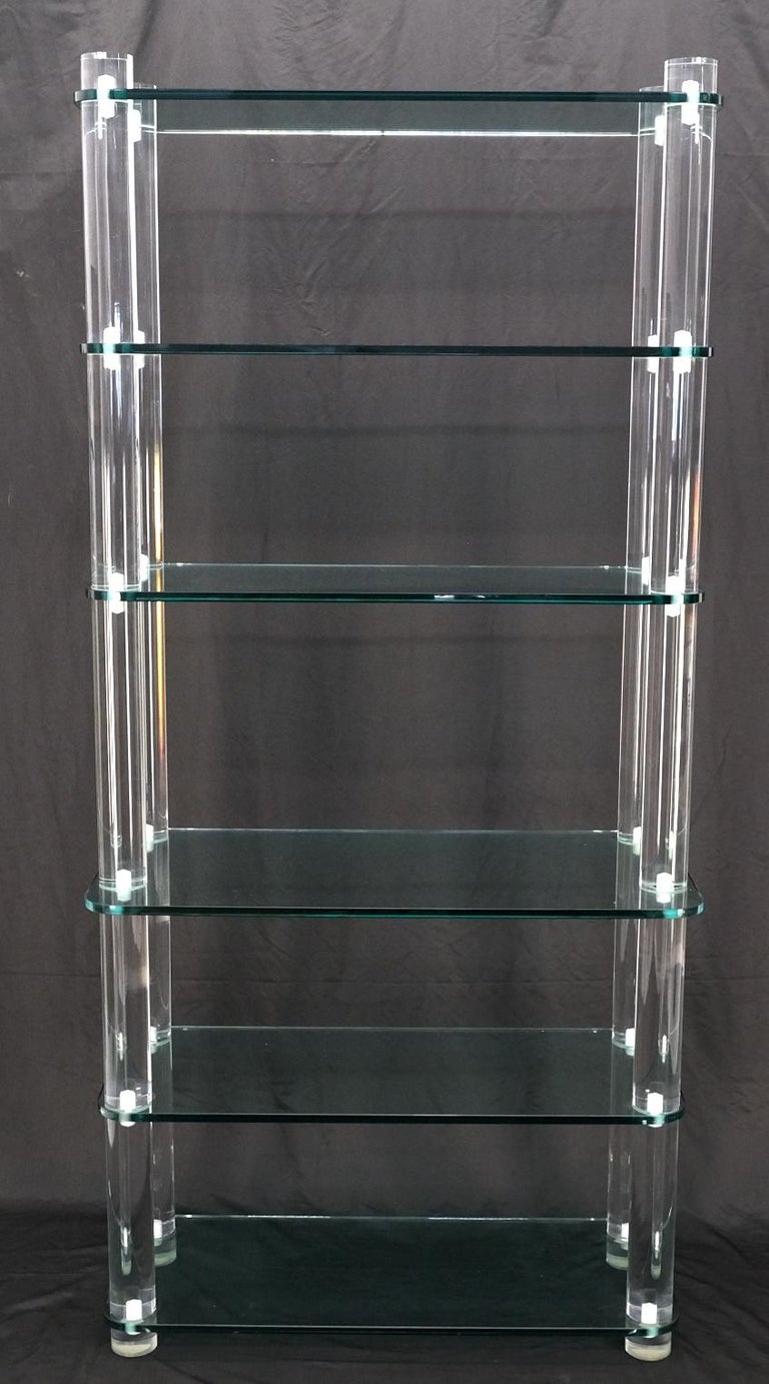 Thick Lucite Frame 6 Tier Mid Century Modern Etagere Shelving