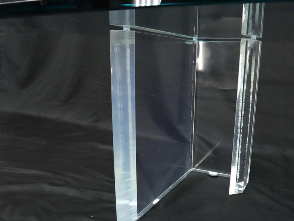 Lucite Base Glass Top Compact Rectangular Coffee Table