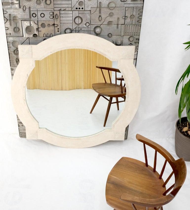 Tessellated Stone Circle Over Square Frame Shape Large Wall Mirror