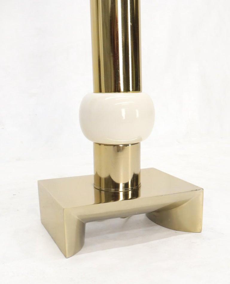 Mid-Century Modern Brass Heavy Bracket Shape Base Floor Lamp