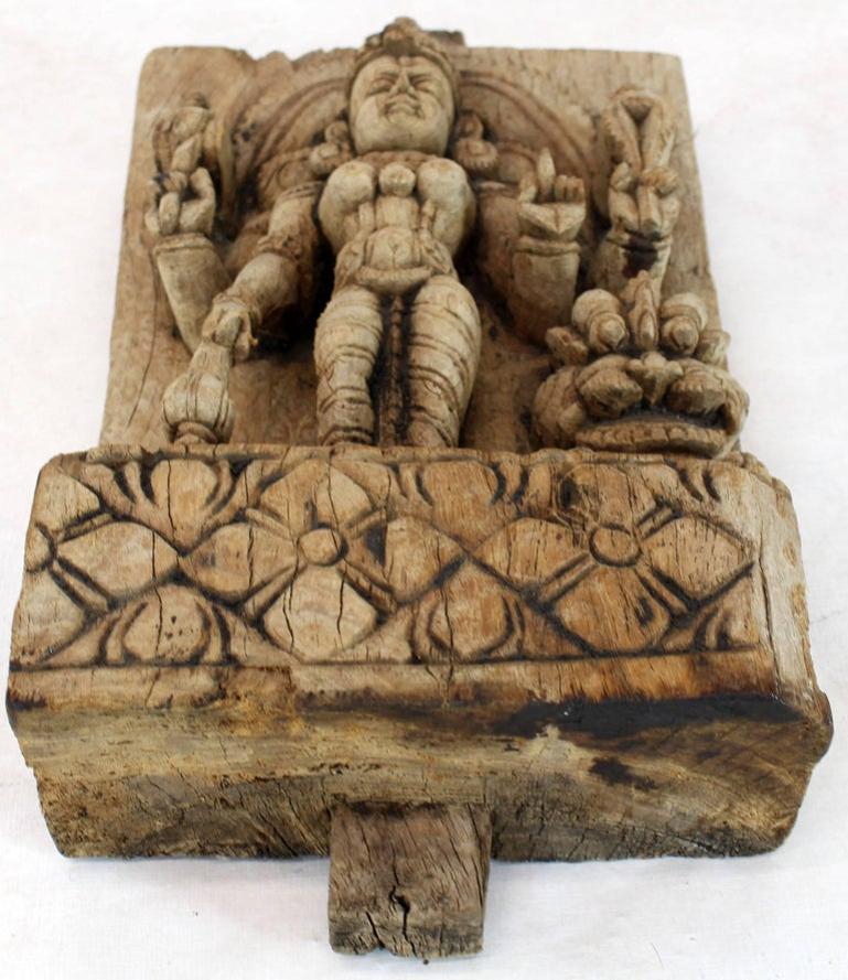 Heavily Carved Old Indian Goddess Plaque
