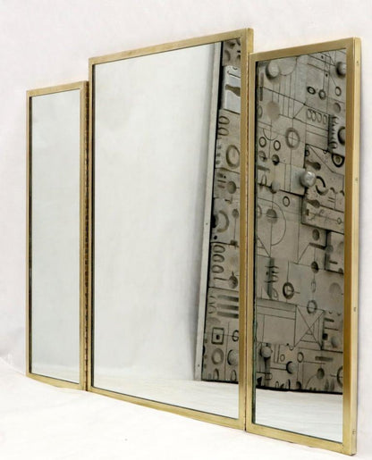 Trifold Brass Wall or Freestanding Dresser Top Mirror