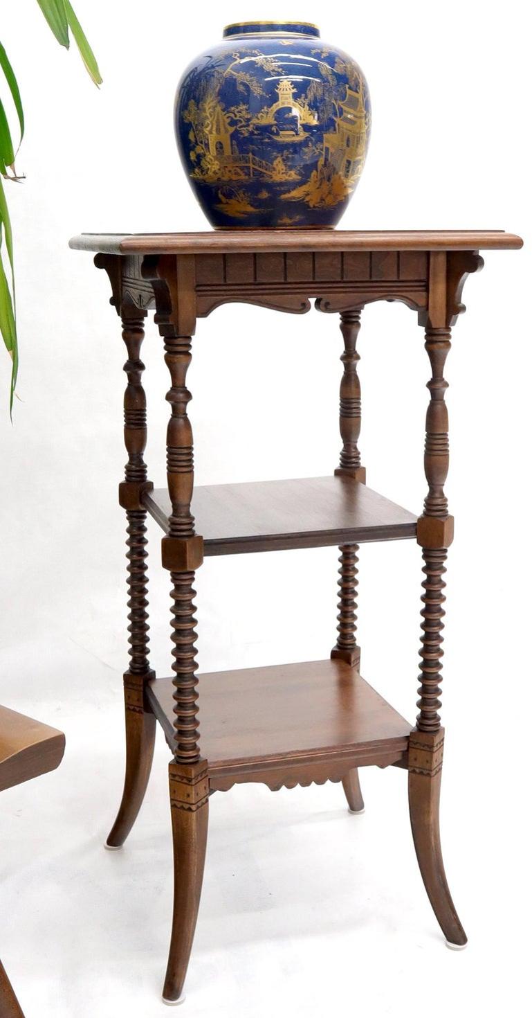 Victorian Square Three-Tier Stand Corner Lamp Occasional Table Stand
