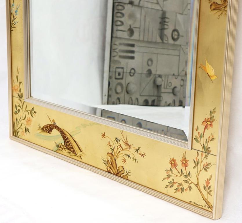 La Barge Reverse Painted Gold Leaf Rectangular Frame Decorative Mirror