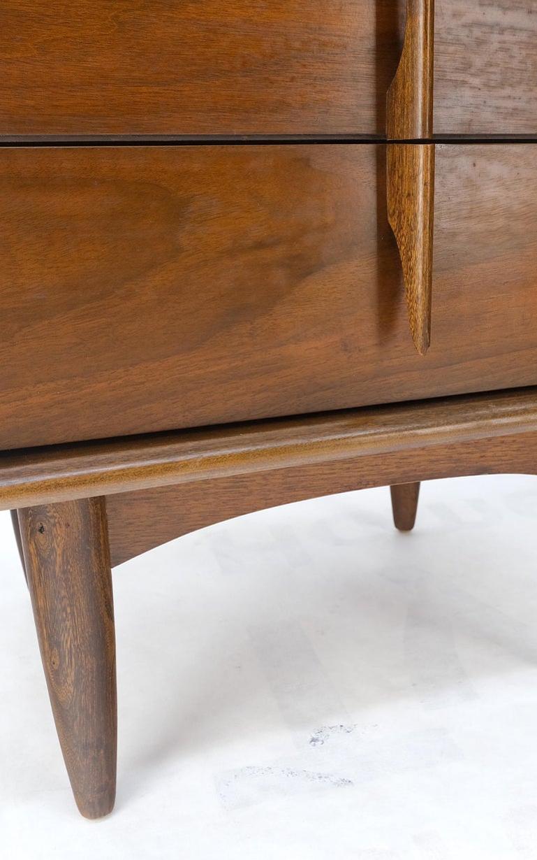 Pair Walnut Mid Century 3 Drawers Sculptural Night Stands End Tables Mint!