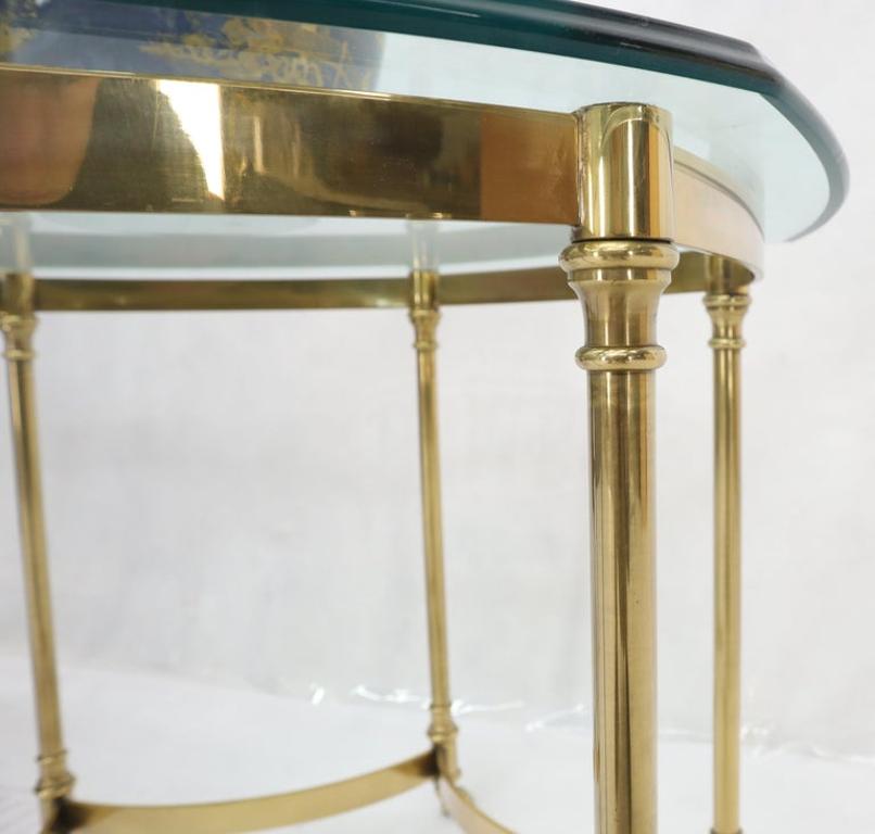 Hexagon Glass Top Brass Base Hoof Feet Italian Side End Table Stand