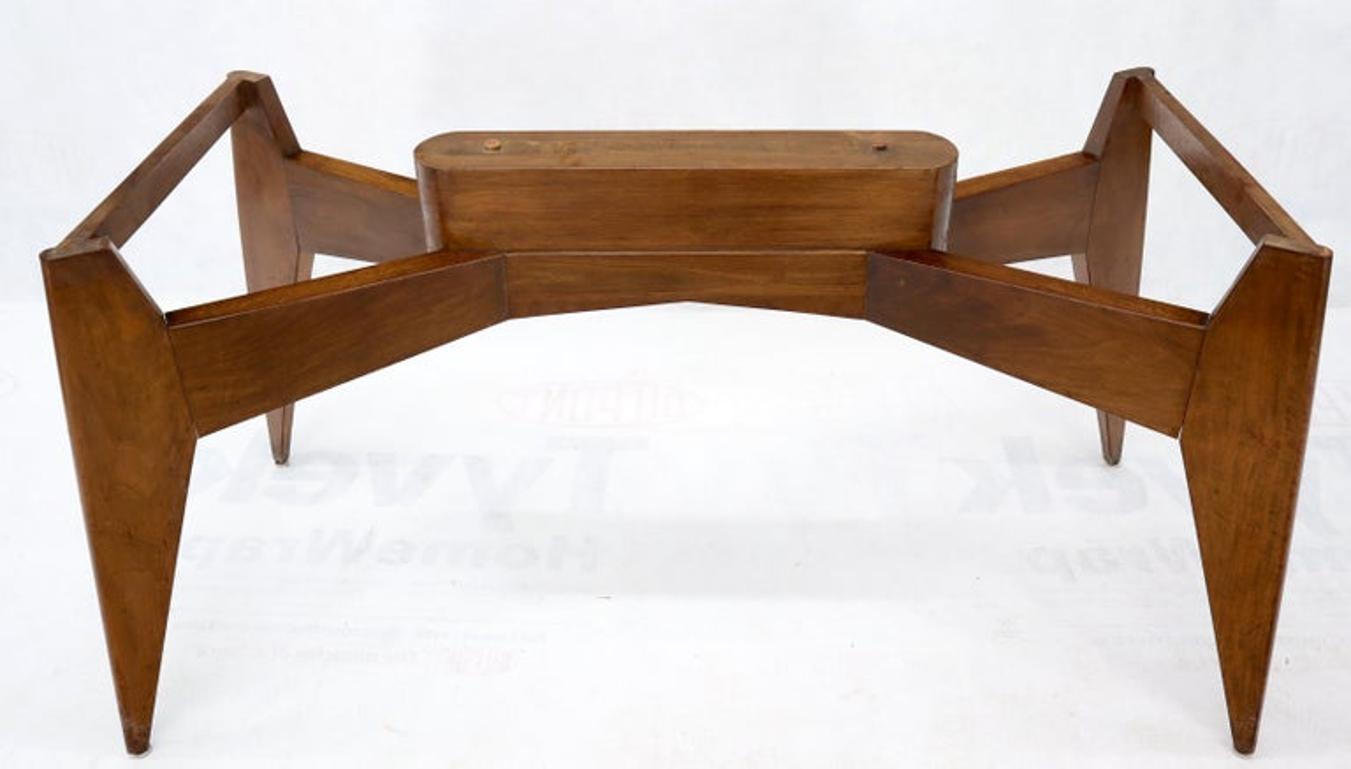 Rouge Boat Shape Marble Top Dining Table on Compass Shape Solid Walnut Legs
