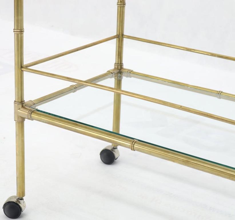 Solid Brass Faux Bamboo Rectangular Shape Two-Tier Serving Cart