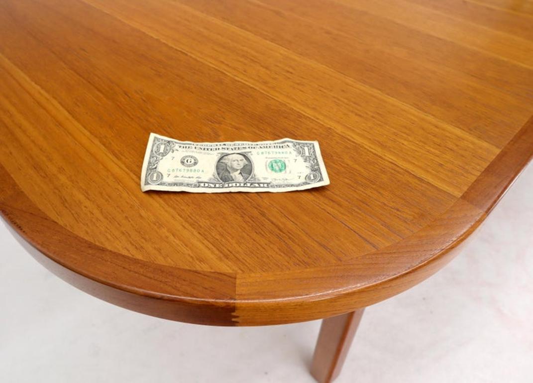 Rectangle Round Corners Teak Midcentury Danish Modern Dining Table Pop Up Leaf