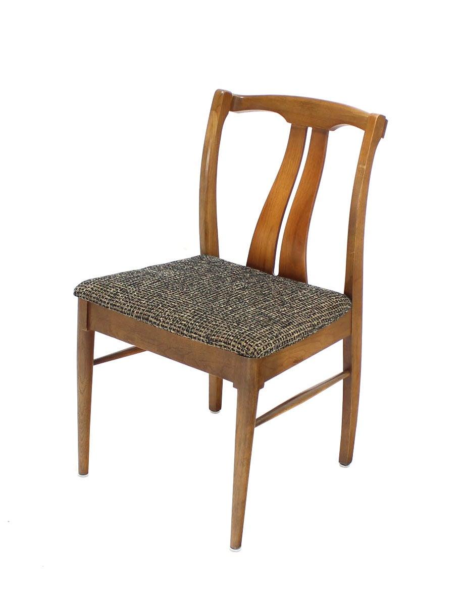 Six Mid-Century Modern Medium Light Walnut Dining Chairs New Upholstery MINT