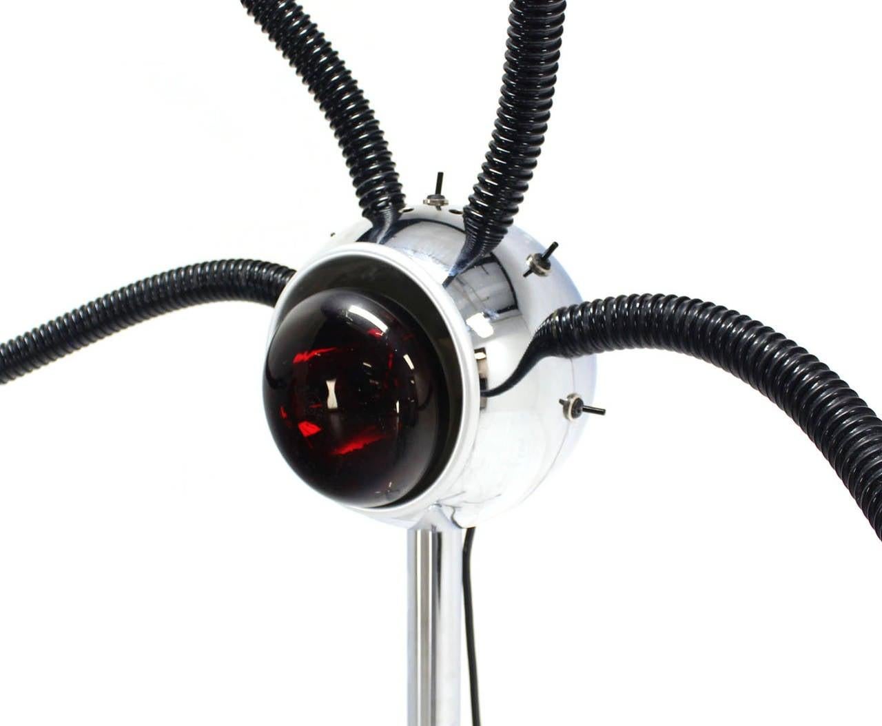 EstablishedLines Chrome Wheel Base Mid-Century Modern Adjustable Four-Arm Lamp Heat Lamps