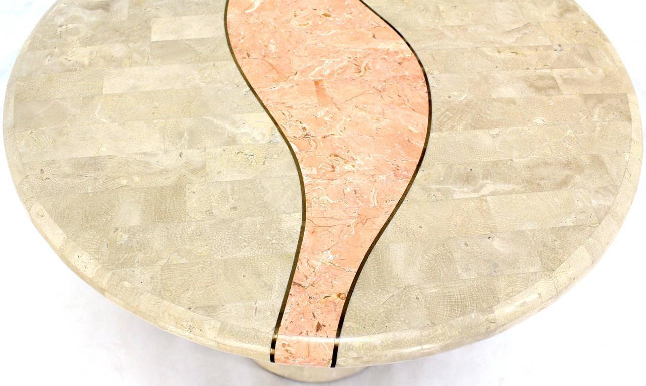 EstablishedLines Mid Century Modern Tessellated Stone Veneer End Side Lamp Table Pedestal Stand