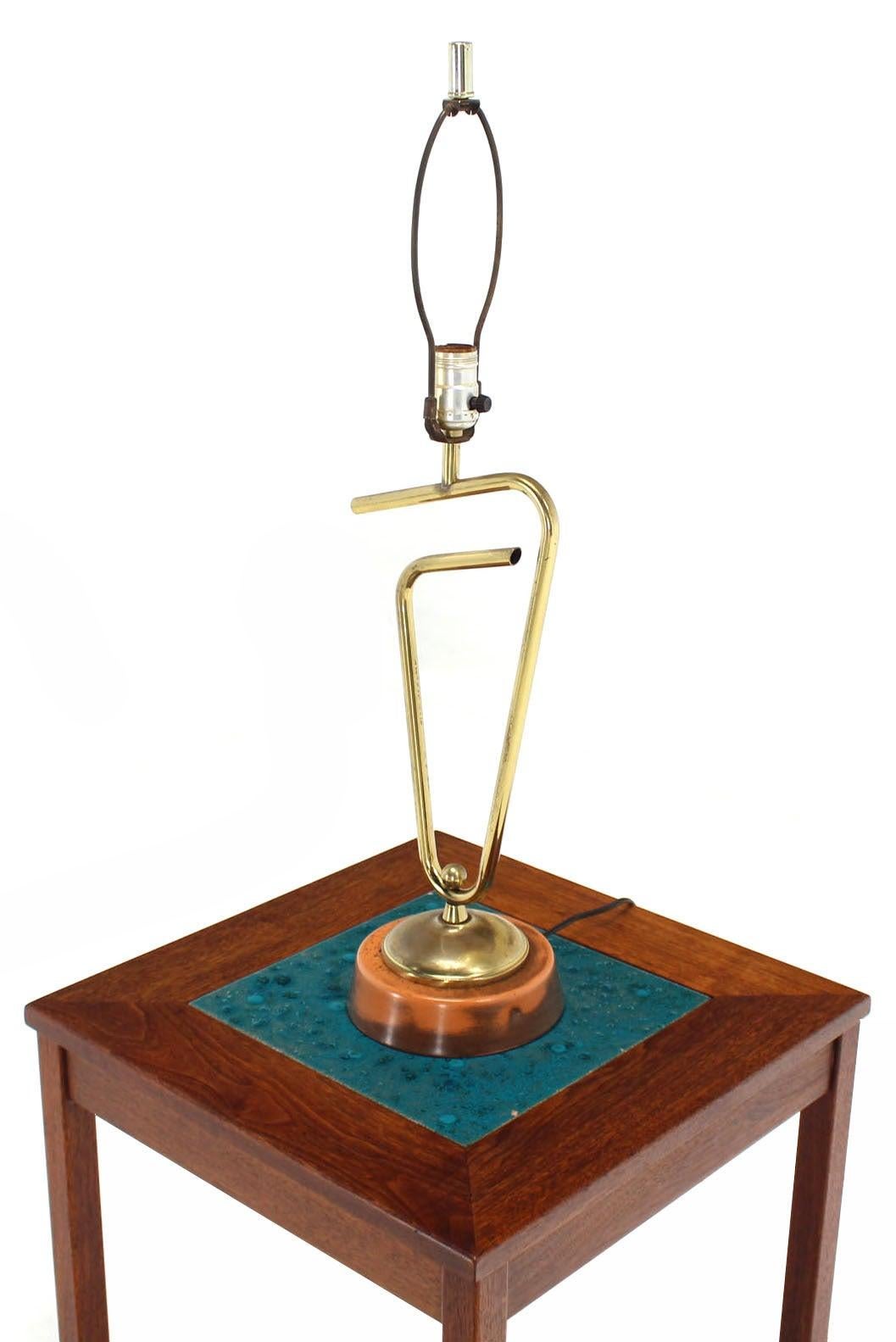 EstablishedLines Sculptural Bent Brass Tube Paper Clip Shape Table Lamp Fontana Arte Style MINT