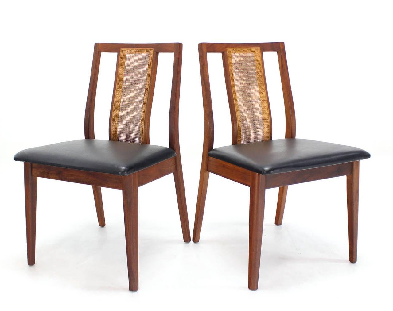 EstablishedLines Set 4 Danish Mid-Century Modern Oiled Walnut Cane Back Side Dining Chairs MINT!