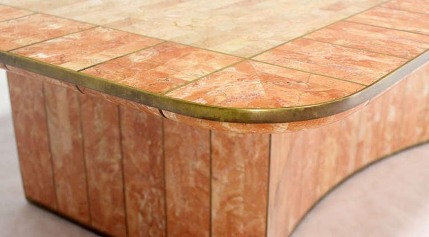 EstablishedLines Maitland Smith Tessellated Stone Brass Mid Century Modern Rectangle Coffee Table