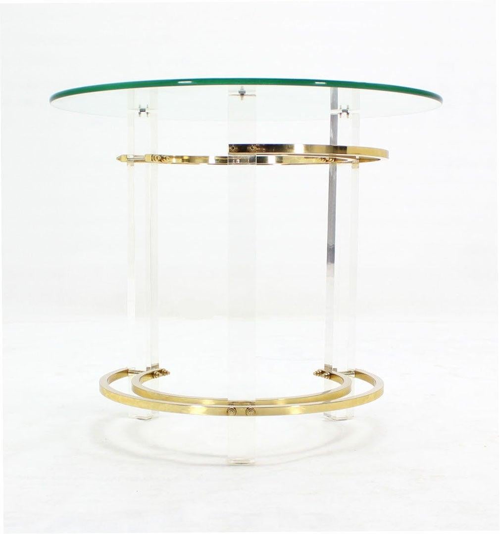 EstablishedLines Mid Century Charles Hollis Jones Round Lucite Brass Side End Lamp Table Stand