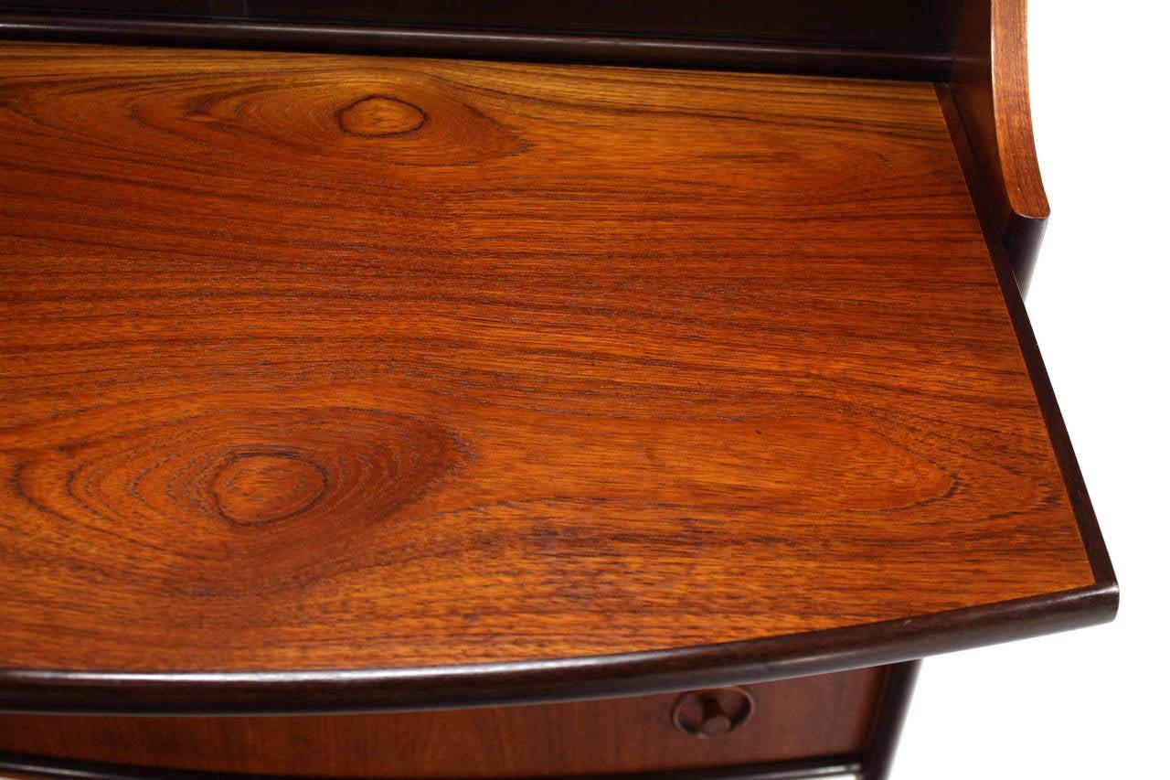 EstablishedLines Danish Teak Pull Out Desk Secretary Desk Bachelor Chest Bookcase Bow Front MINT!