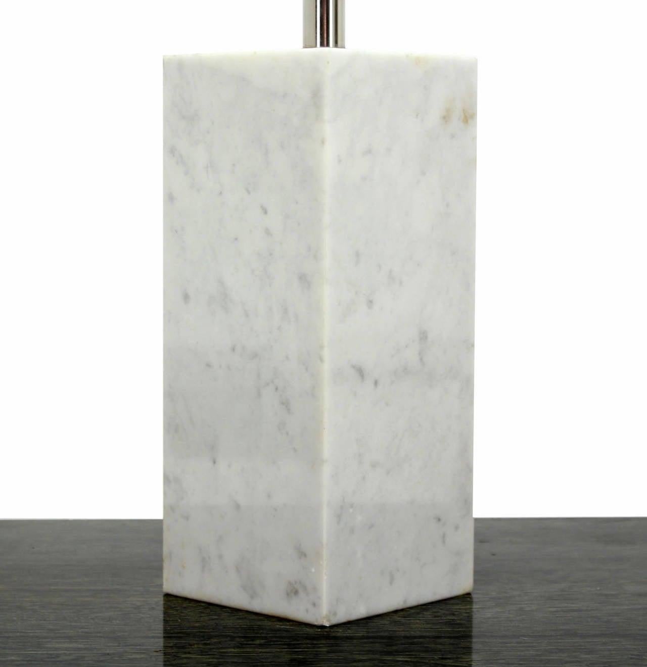 Mid Century Modern Marble Cube Square Shape Modern Table Lamp MINT!