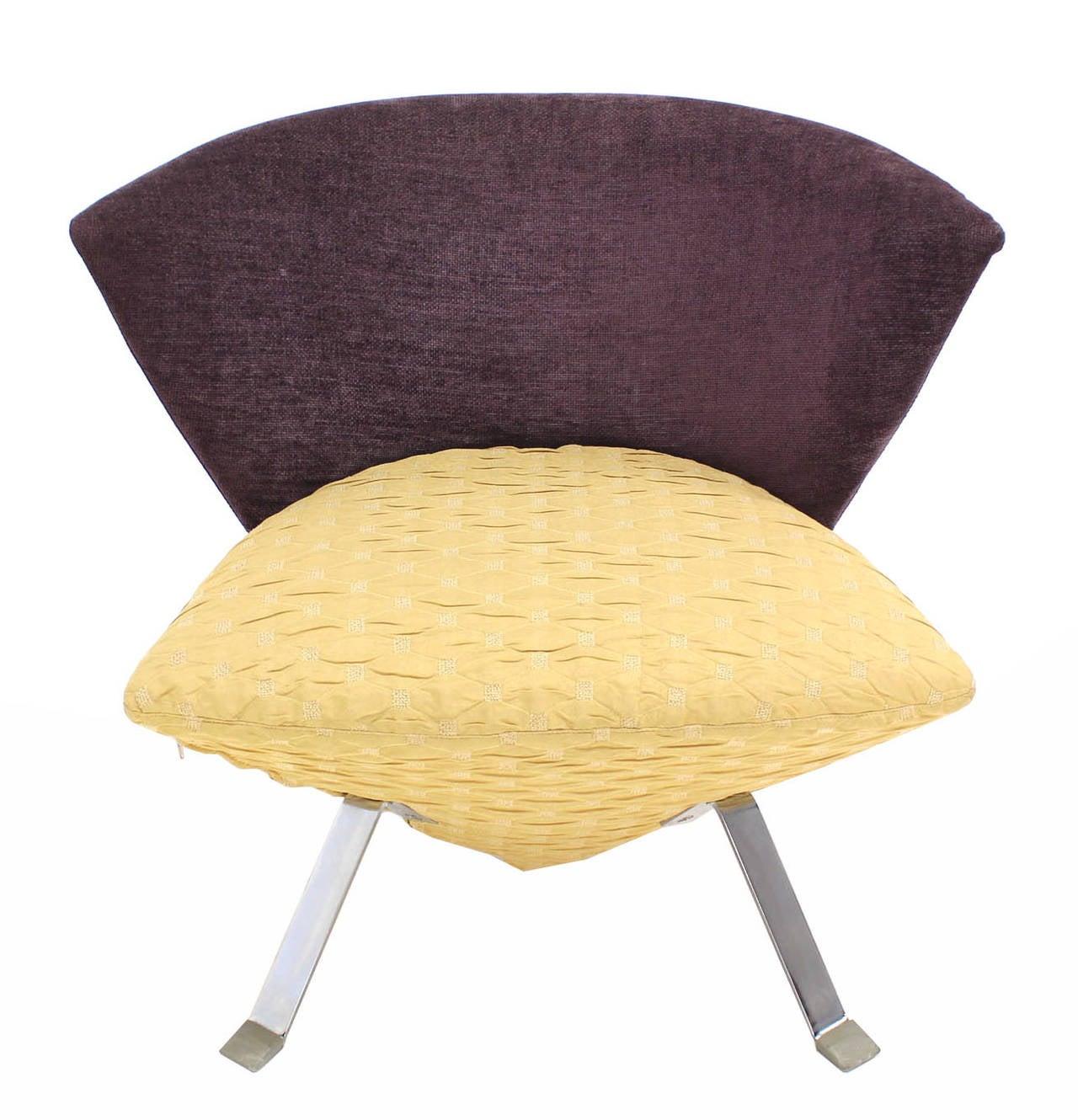 Pair of Saporiti Italian Mid Century Modern Fan Back Two Tone Lounge Chairs MINT