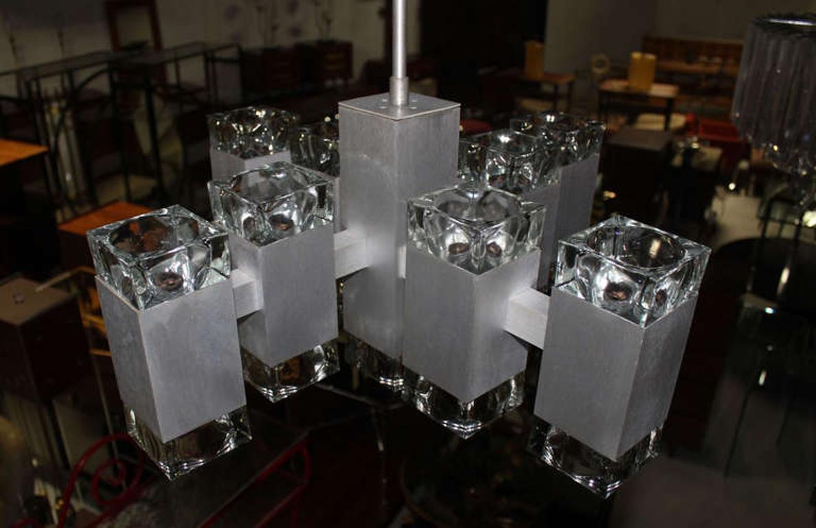 EstablishedLines Gaetano Sciolari Mid-Century Modern Seventeen Light Ice Cube Chandelier MINT!