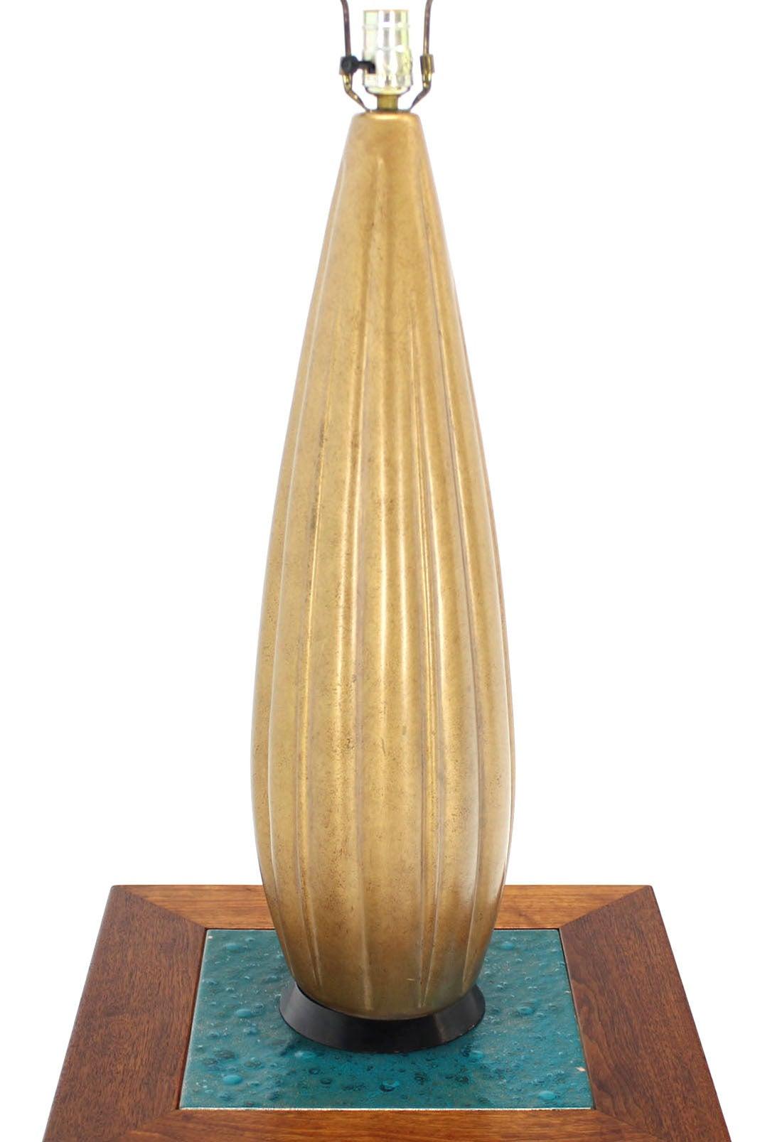 EstablishedLines Midcentury 37" Tall Carved Gilt Vegetable Squash Shape Table Lamp circa 1970s