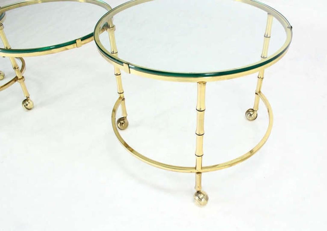 EstablishedLines Heavy Solid Bronze Faux Bamboo Expansion Round Nesting Coffee Side Tables MINT!