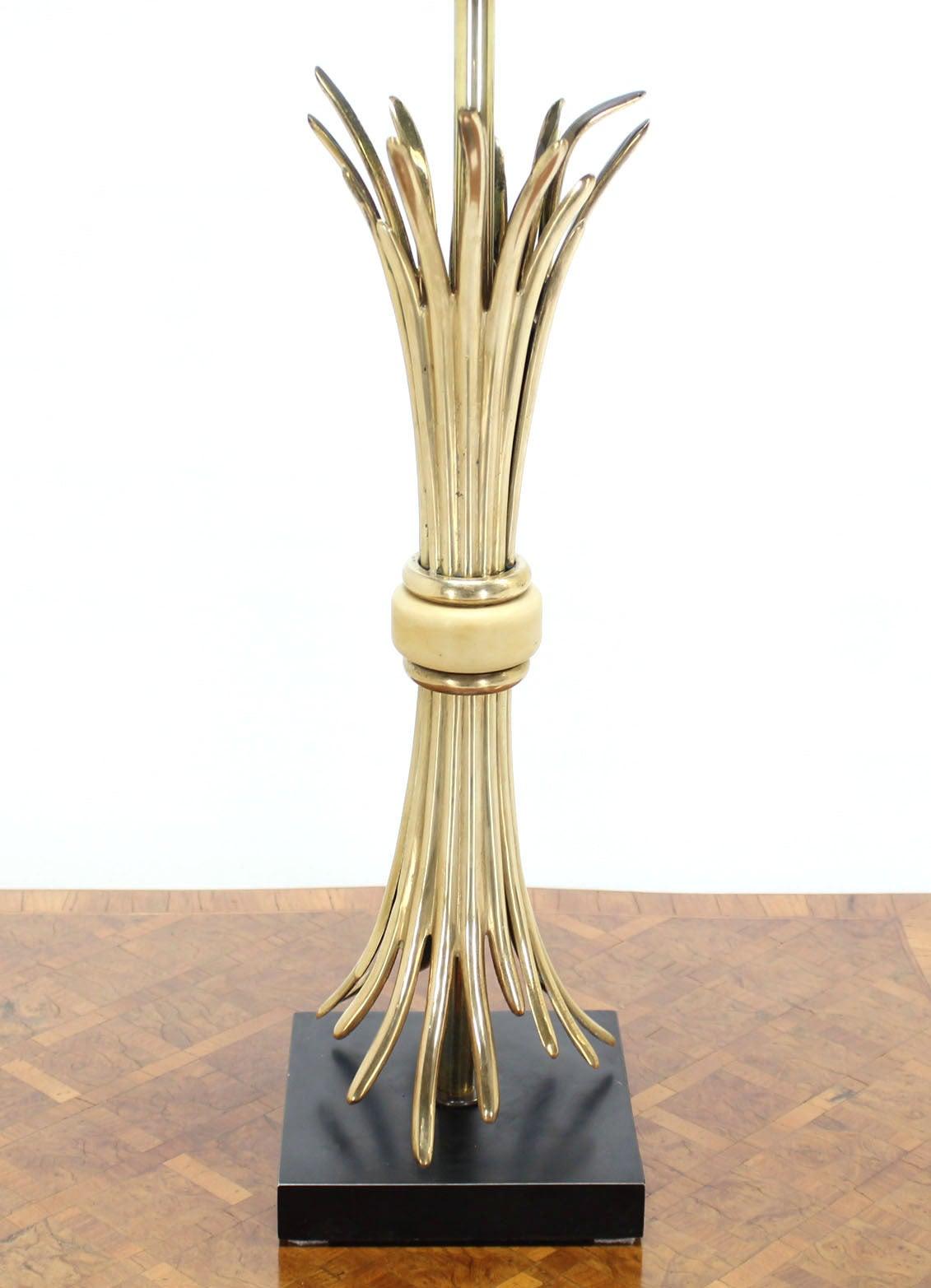 EstablishedLines Mid Century Modern Gold or Brass Wheat Sheaf Base Table Lamp by Chapman Mint