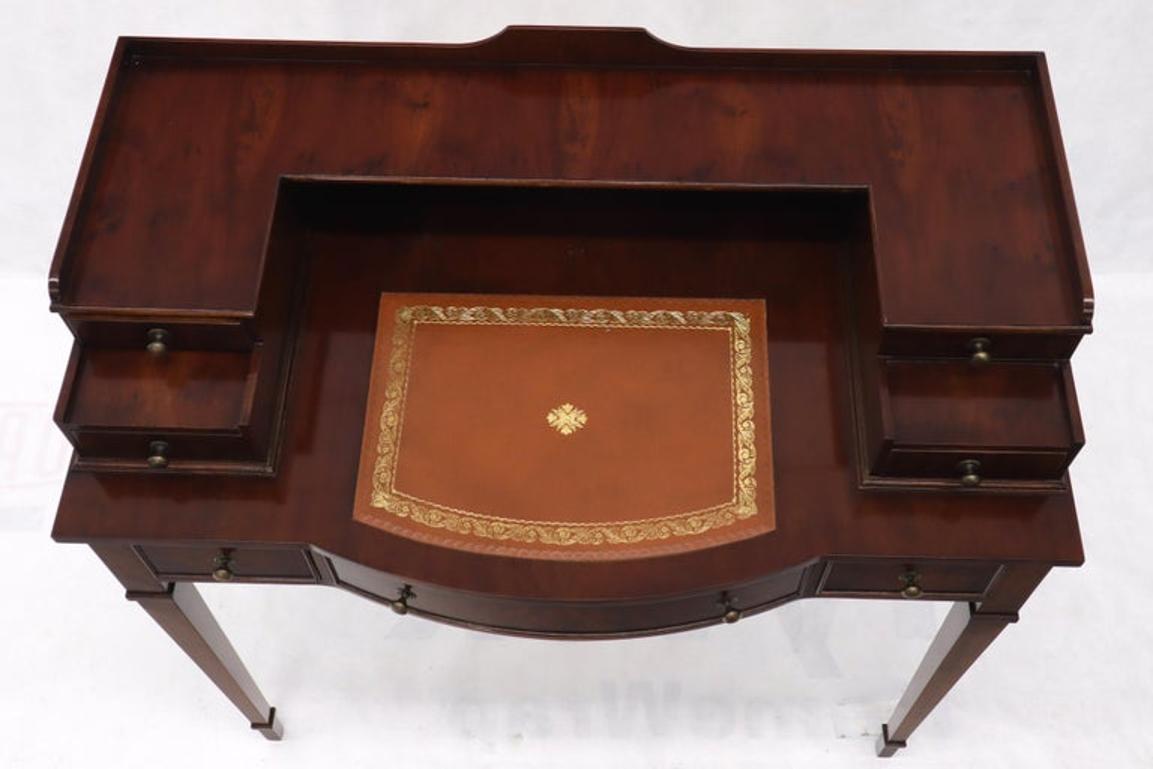 Petit English Multi Drawer Compartment Mahogany Leather Top Desk