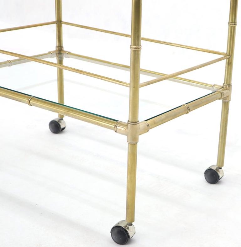 Solid Brass Faux Bamboo Rectangular Shape Two-Tier Serving Cart