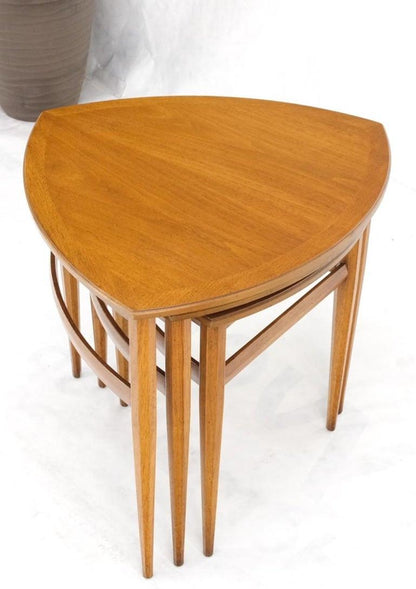 Set of Mid-Century Modern Three Rounded Triangle Shape Nesting Stacking Tables